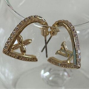 Louis Vuitton 18K Gold Plated Logo Earrings